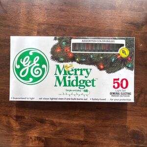 Vintage General Electric Merry Midget Assorted Color Bulbs 50 Light Set Tested